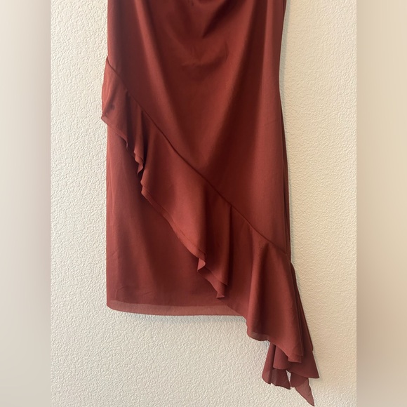 Open Edit Ruffle Mini Dress In Rust Color Size XS NWOT - Picture 4 of 8